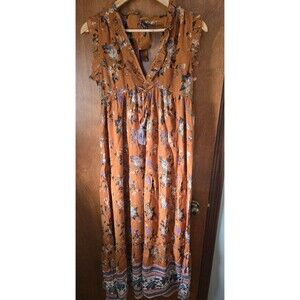 Anthropologie Raga Morning Glory Floral Print Sleeveless Maxi Dress Small